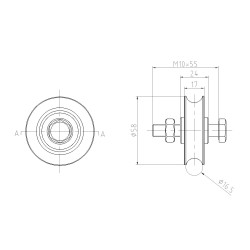 Vodiace koliesko ø 60mm jednoložiskové, pre profil C902/16 Vodiace koliesko ø 60mm jednoložiskové, pre profil C902/16